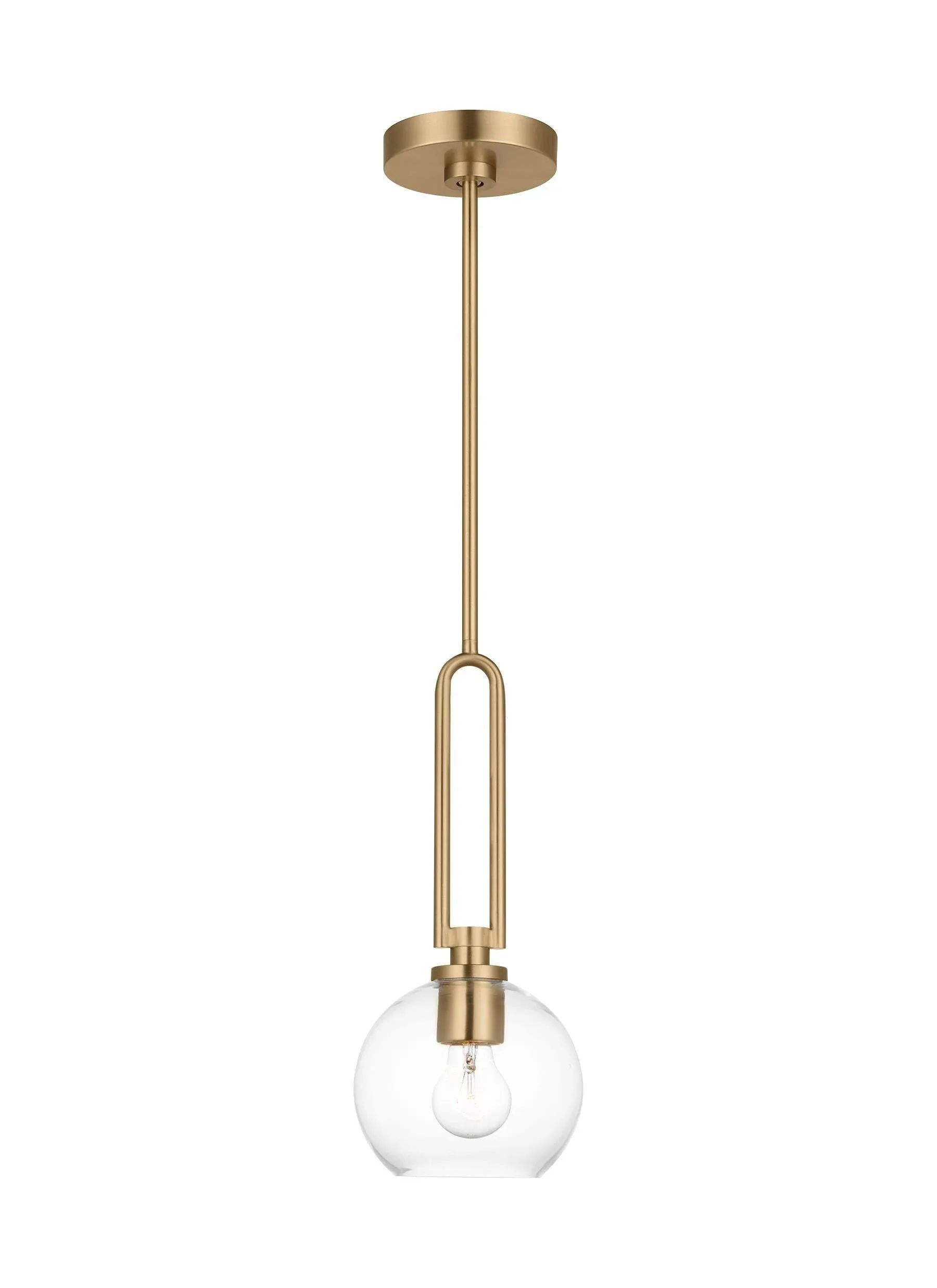 Codyn 1-Light Satin Brass Statement Mini Pendant Light with Clear Glass Shade