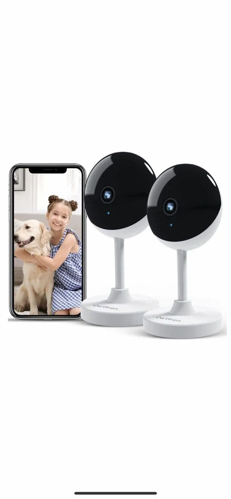 owltron Indoor Security Camera 2K, Cameras for Home Security Night Vision, Baby Monitor with Cry/Motion Detection, Pet Cameras with Phone App, WiFi Camera Indoor, 2-Way Talk, TF/Cloud Storage