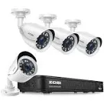 ZOSI H.265+ Full 1080p Home Security Camera System Outdoor Indoor, 5MP-Lite CCTV DVR 8 Channel and 4 x 1080p (2MP) Day Night Vision Weatherproof Surveillance Bullet Camera, Motion Alerts (No HDD)