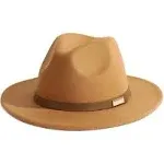 Gossifan Fedora Hats for Men Wide Brim Panama Hat with Classic Belt