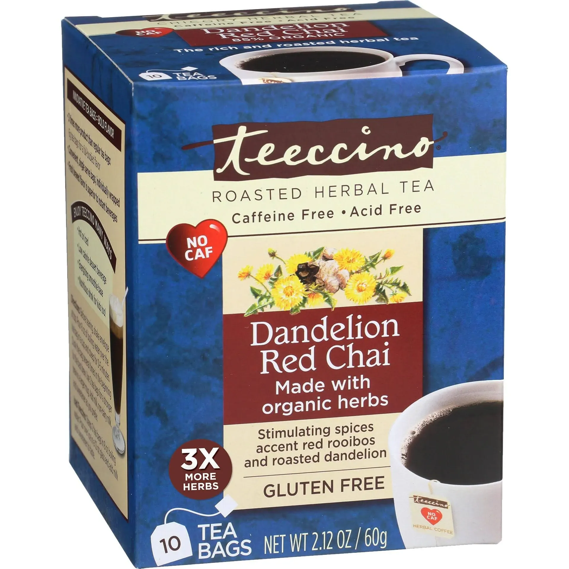 Teeccino Organic Chicory Dandelion Red Chai Herbal Tea