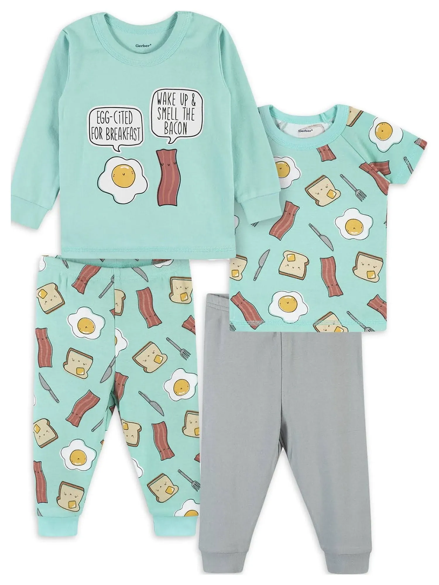 Gerber 4-Piece Baby & Toddler Breakfast Snug Fit Cotton Pajamas - 4T