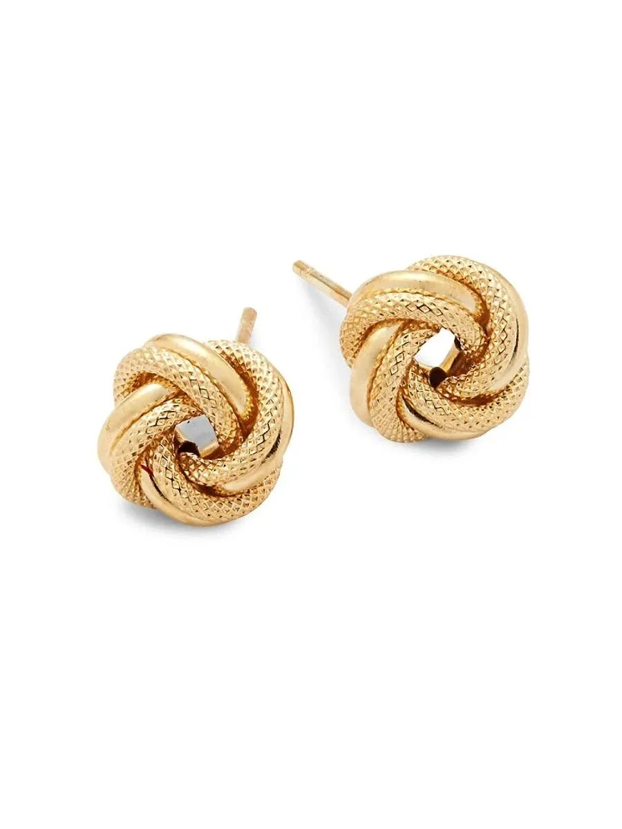 14K Yellow Gold Love Knot Stud Earrings