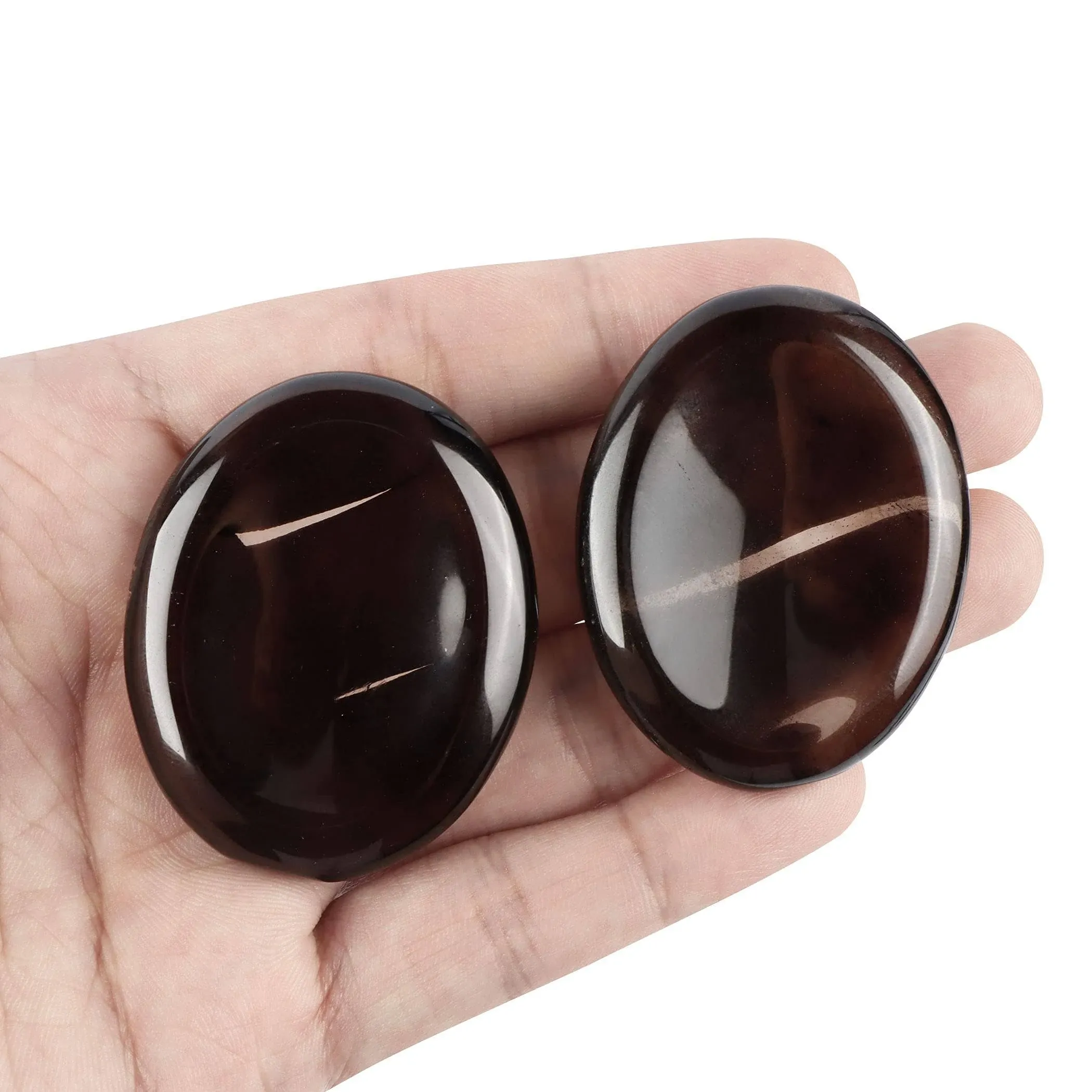 Artistone 2 Pcs Smoky Quartz Crystal Palm Stone Polished Chakra Thumb Worry ...