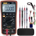 Auto Ranging Digital Multimeter TRMS 6000 with Battery Alligator Clips Test Lead