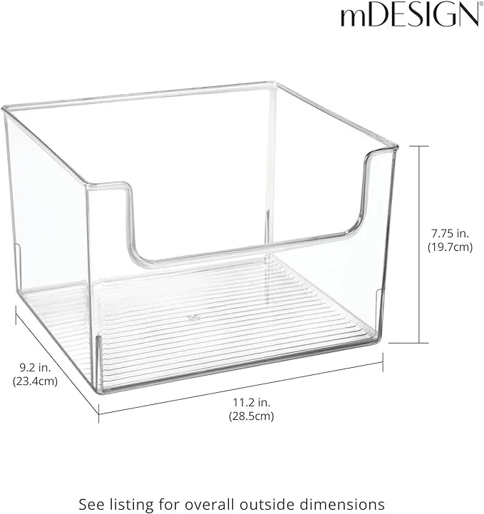 mDesign Plastic Bathroom Storage Organizer Bin with Open Front - 8 Pack - Clear