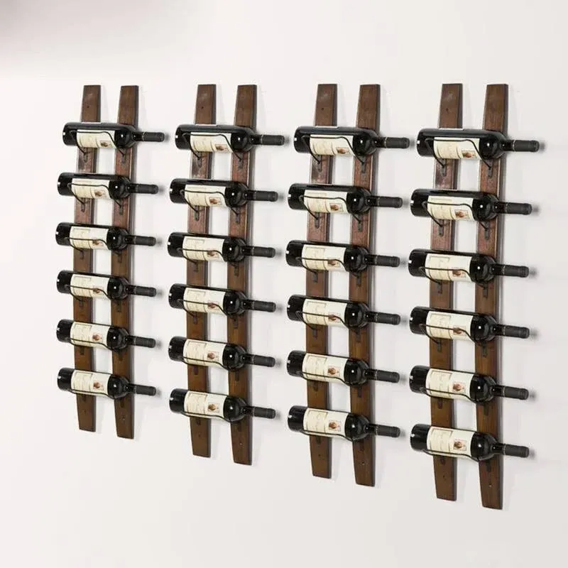 Wall Mounted Wine Rack Wooden, Barrel Stave Wood Bottle Holder Rack 6 B 40X7.6In