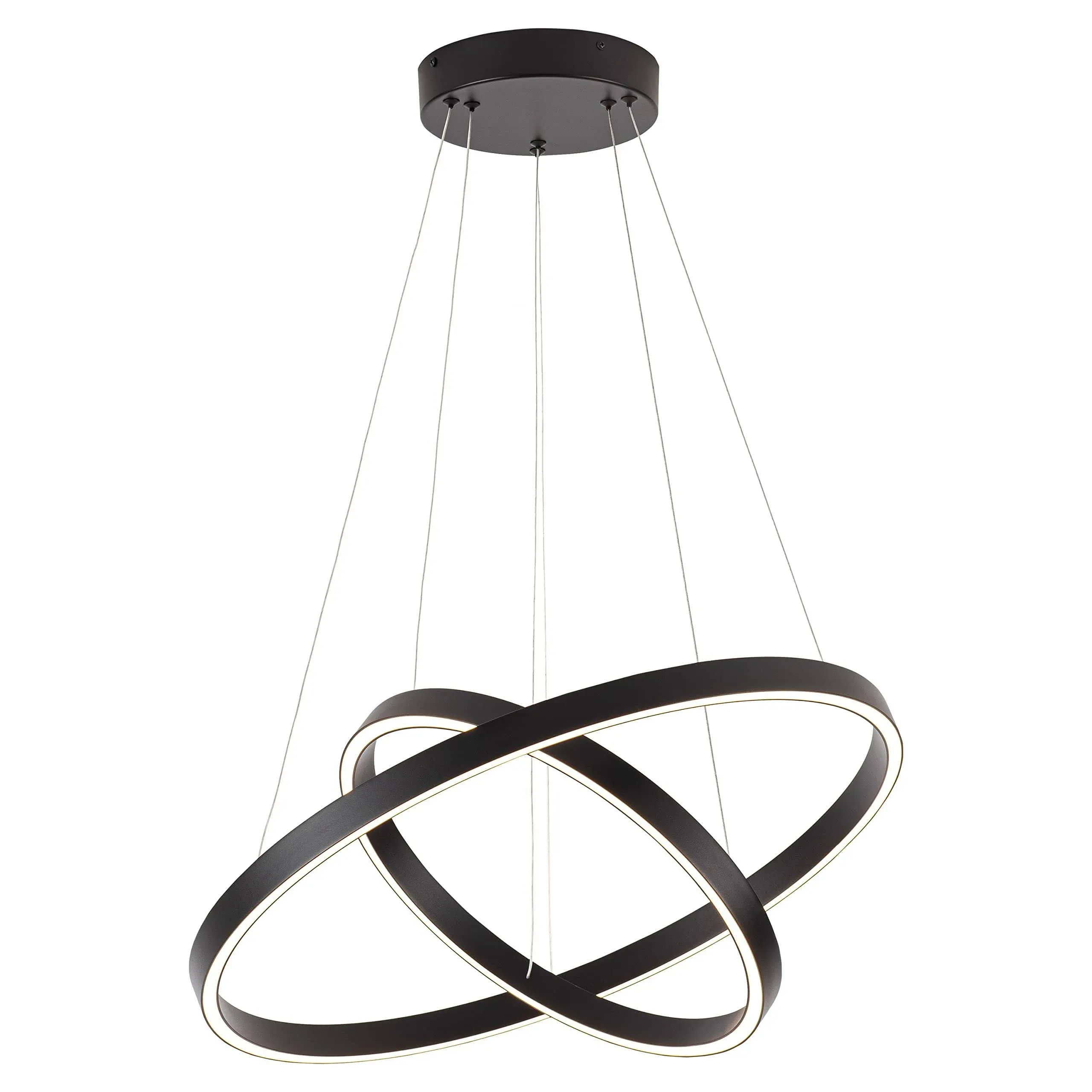 WELAKI Modern LED Chandelier, 2 Rings Contemporary Chandelier Circular Pendant ...