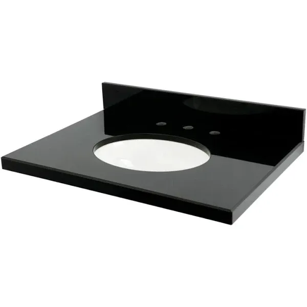 Kingston Brass KVPK3022K38 Templeton 30" x 22" Black Granite Vanity Top with Oval ...