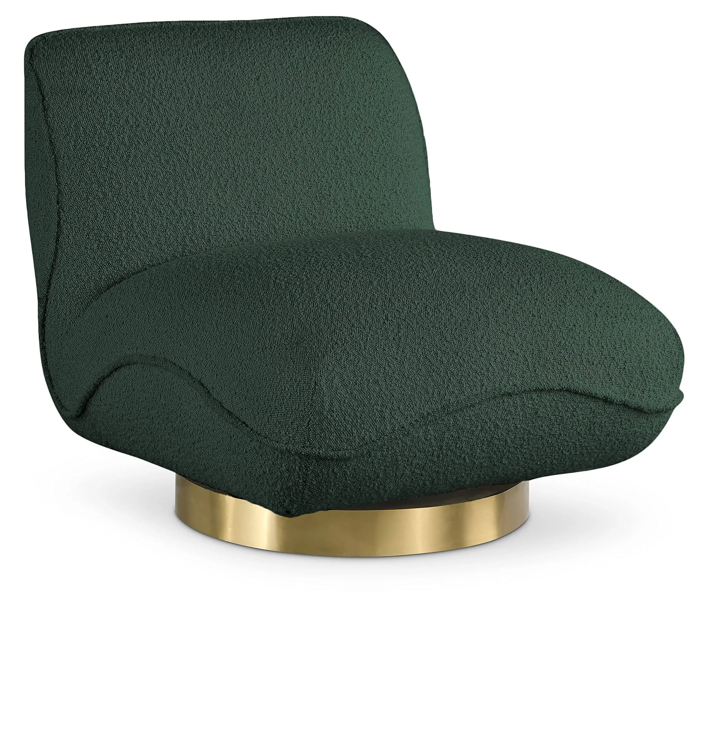 Meridian Furniture Geneva Green Boucle Fabric Swivel Accent Chair