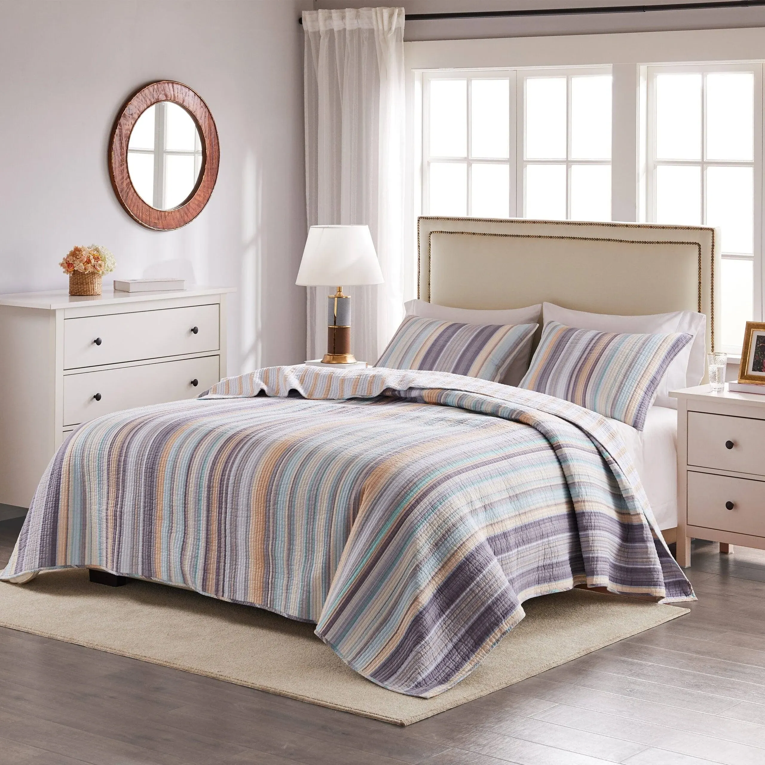 Greenland Home Fashions 3PC Full/Queen Durango Quilt Set Sky