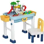 Costzon Kids Table and Chair Set, 7 in 1 Activity Table for Toddlers D