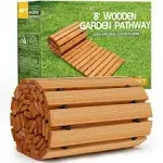 8&#039; Wooden Garden Pathway,Outdoo<wbr/>r Roll Out Cedar Straight Walkway,Patio Path D...