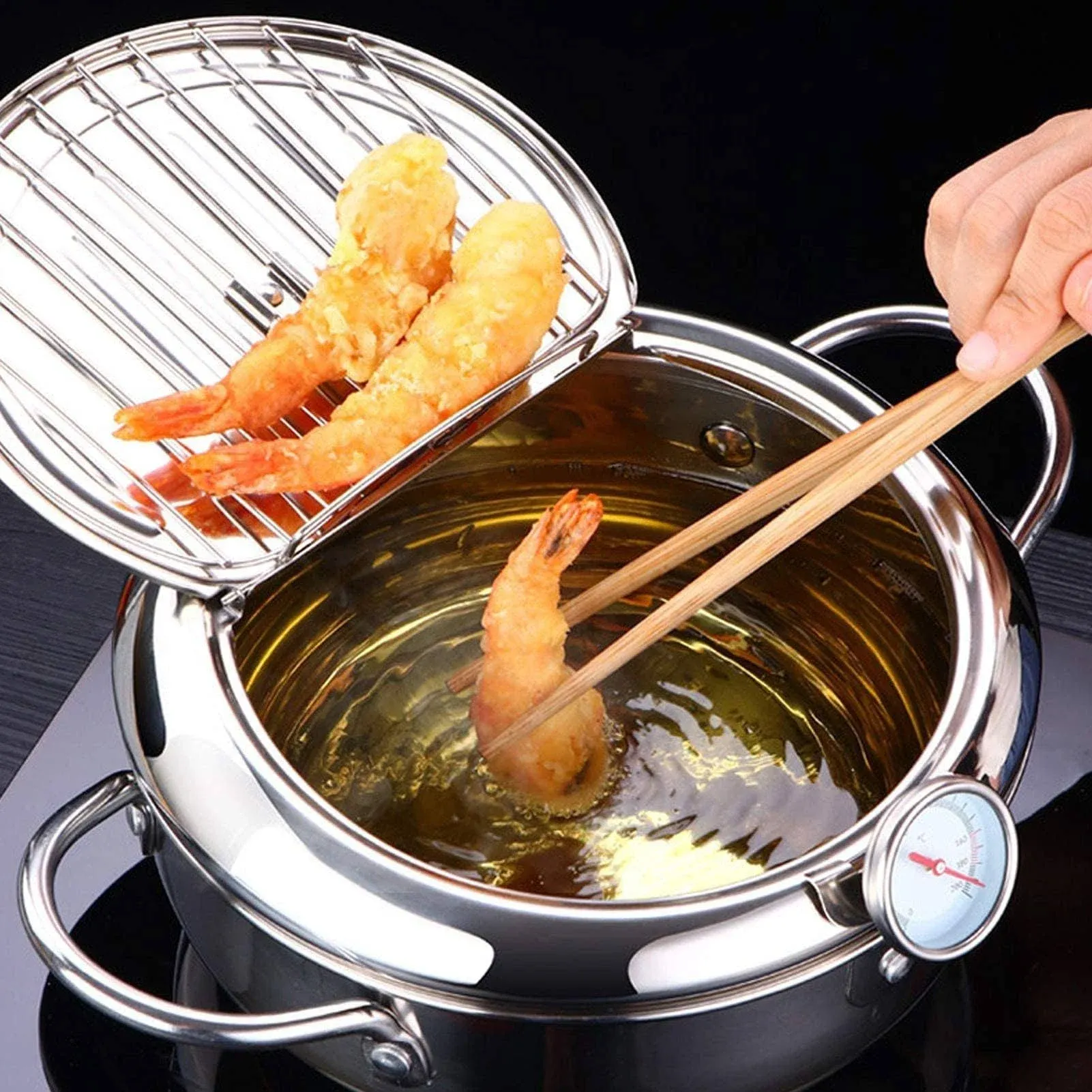 Deep Fryer Pot, Stainless Steel Frying Chicken Pot Japanese Style Frying Pot ...