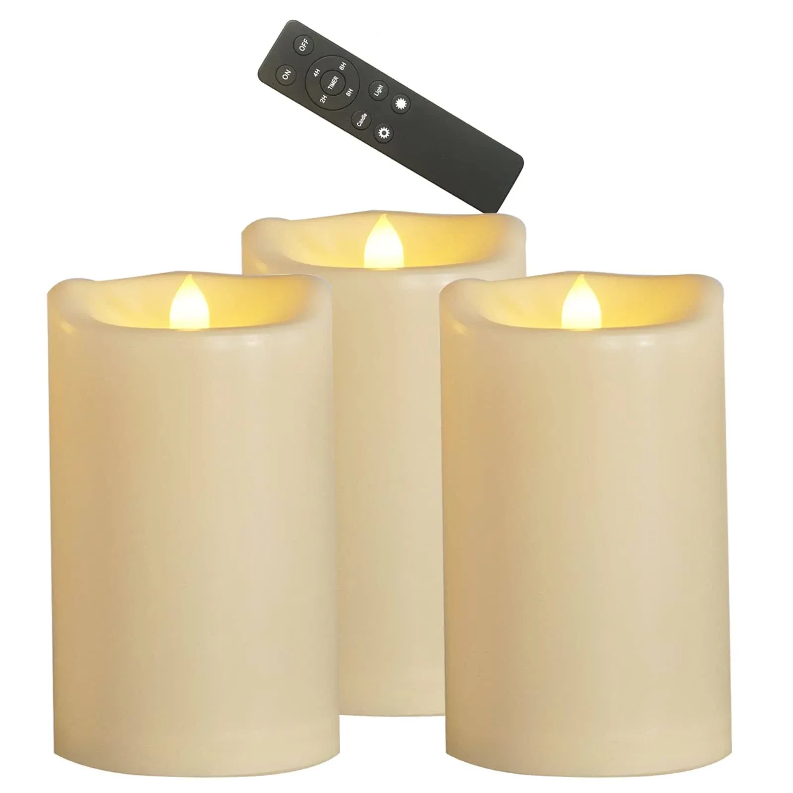 ezigarden 4"x8"battery Operated Flameless LED Pillar Candle, Outdoor Waterproof ...