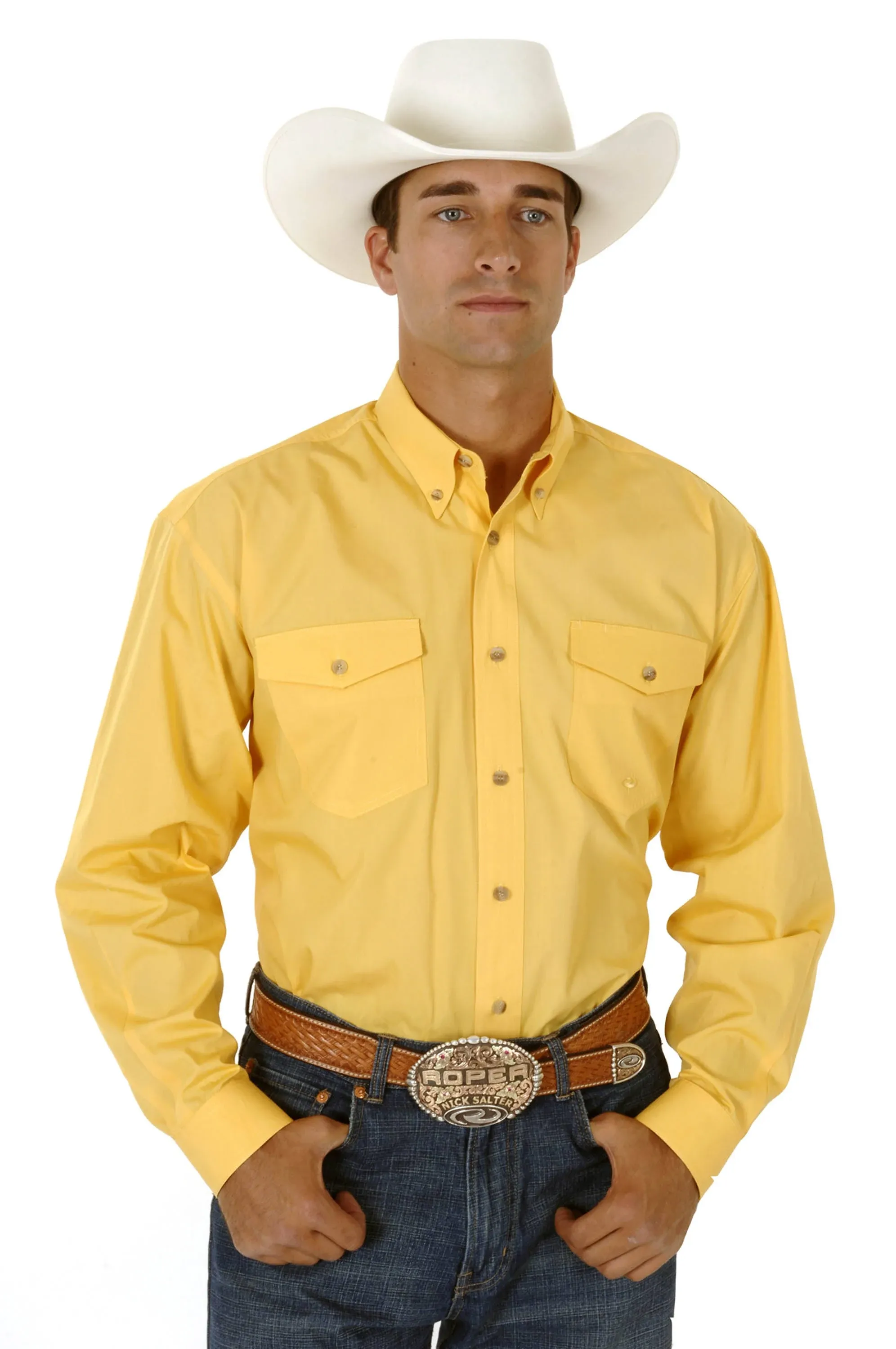 Roper Men's Solid Long Sleeve Western Shirt