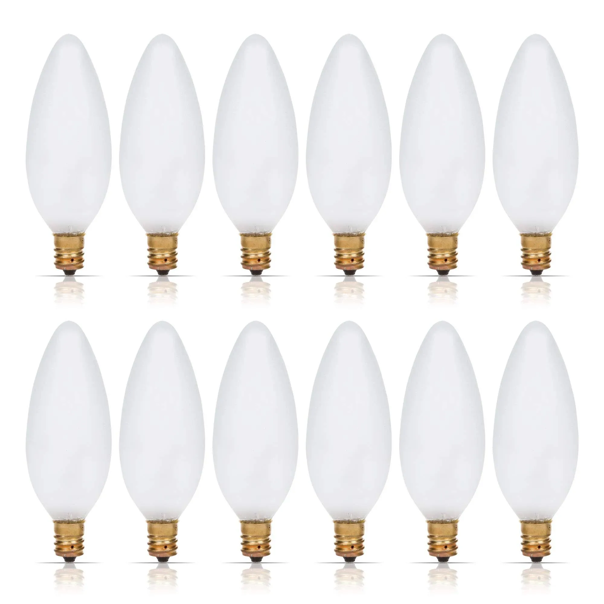 Simba Lighting Candelabra Torpedo Frosted B10 CtC 25W E12 Base Light Bulbs 120V Warm White 2700K, 12 Pack | Cheetah Trading Post