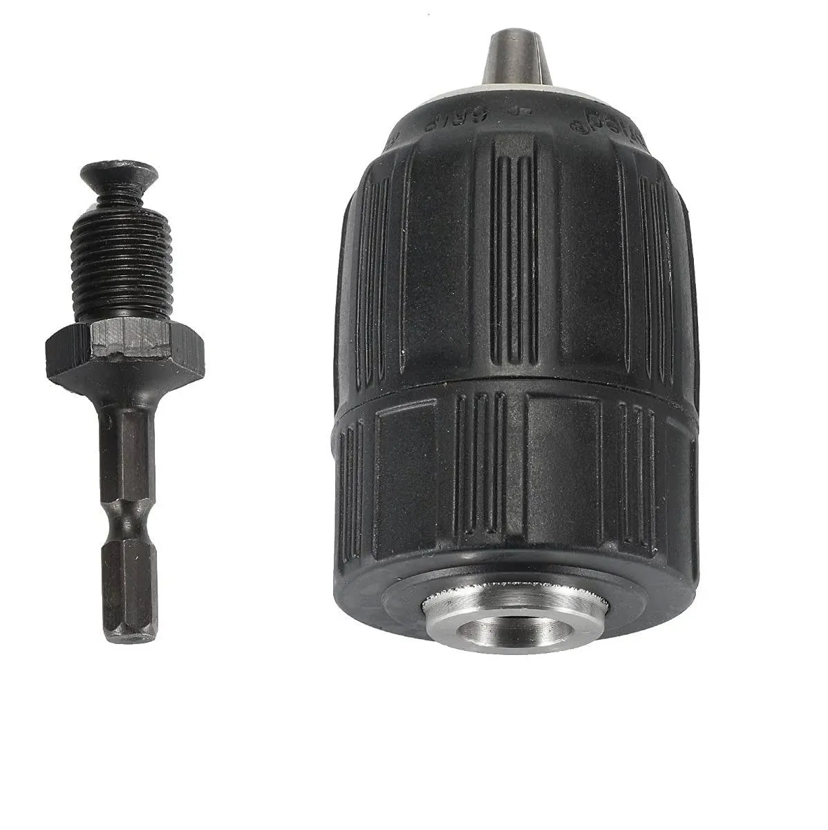 Keyless 1/2" Drill Chuck Chuck Coversion with 1/2-20 UNF Mount 1/4" Hex Shank Lock Key for impact Driver or Power Drill