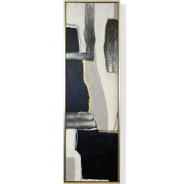 Harp & Finial-HFW34088DS-Leaden - Framed Hand Painted Abstract Wall