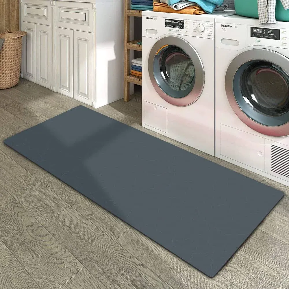 GOYLSER Non-Slip Bathroom Runner Rug Super Absorbent Bathmat, Quick Dry Indoor Runner Navy Rubber Bath Rug Bath Floor Mat, Ultra Thin Cut to Fit