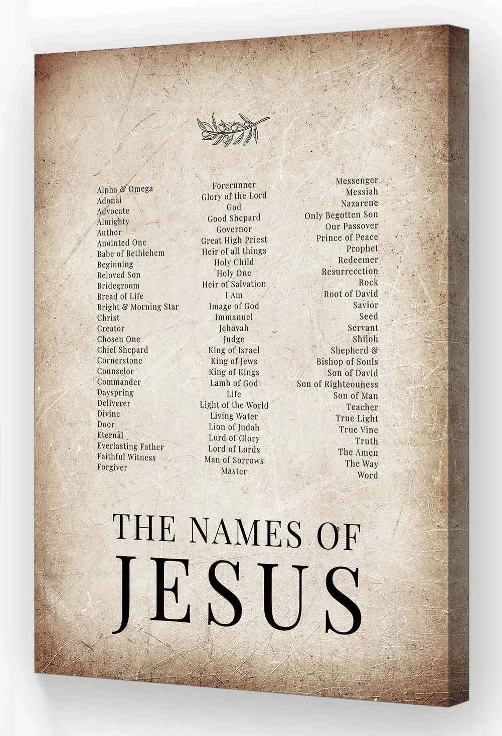 Names of God Wall Art Knowledge Poster Vintage Framed Bible Verse Poster Pain...