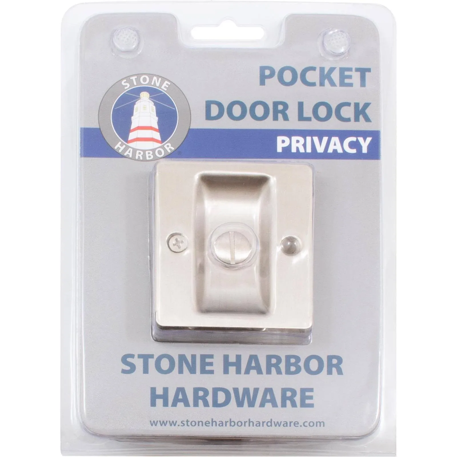 Premium Square Pocket Door Lock Privacy/Bed/Bath Latch Satin Nickel