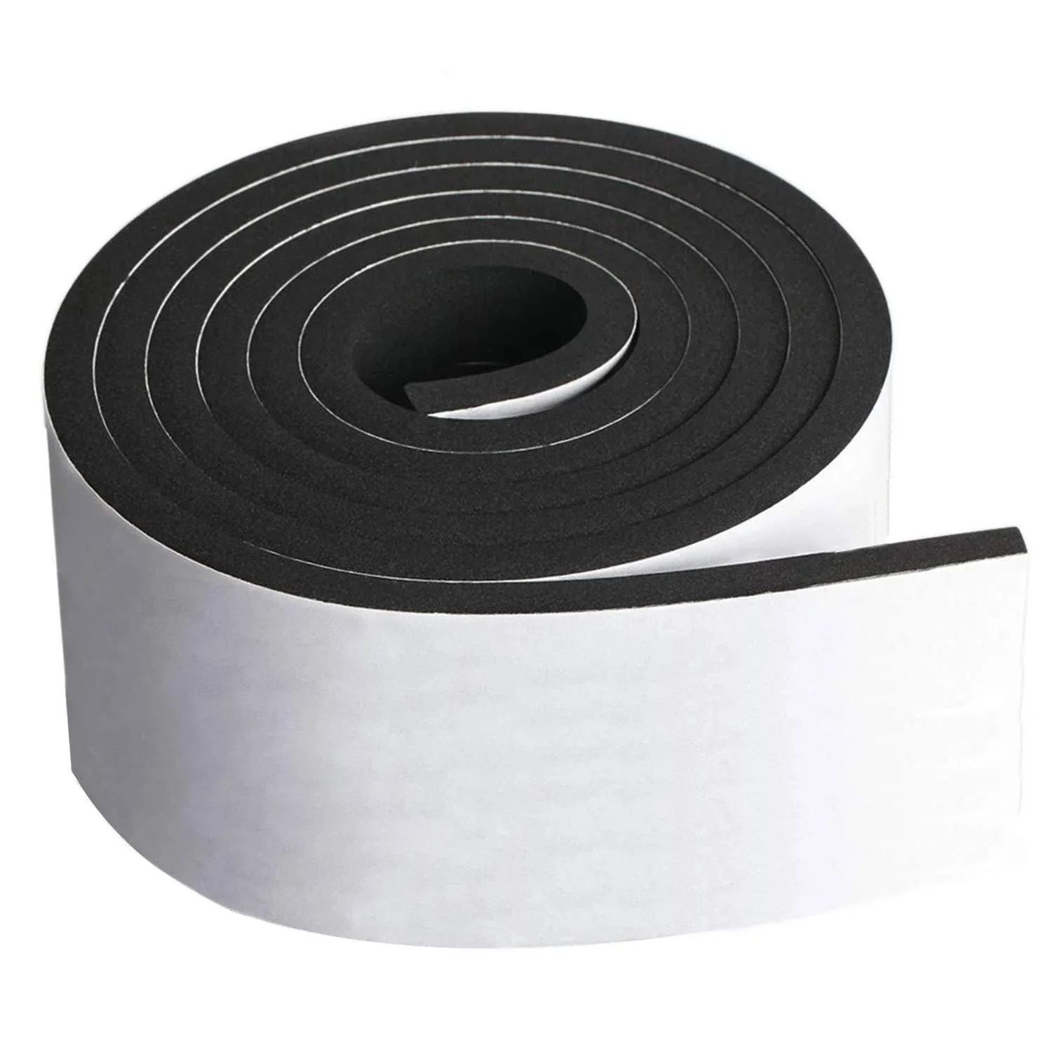 Neoprene Foam Strip Roll by Dualplex, 2" Wide x 10' Long x 1/8" Thick, Weather Seal High Density Stripping with Adhesive Backing – Weather Strip Roll Insulation Foam Strips