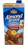 Blue Diamond Almond Breeze Unsweetened Milk, Chocolate - 32 fl oz carton