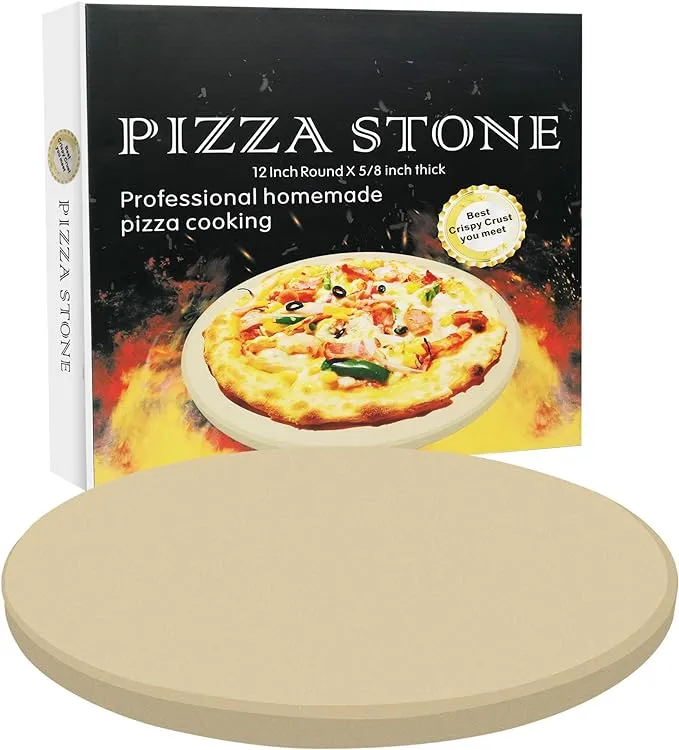 VIKEYHOME Round Pizza Stone Heavy Duty Cordierite Pizza Grilling Stone Baking...