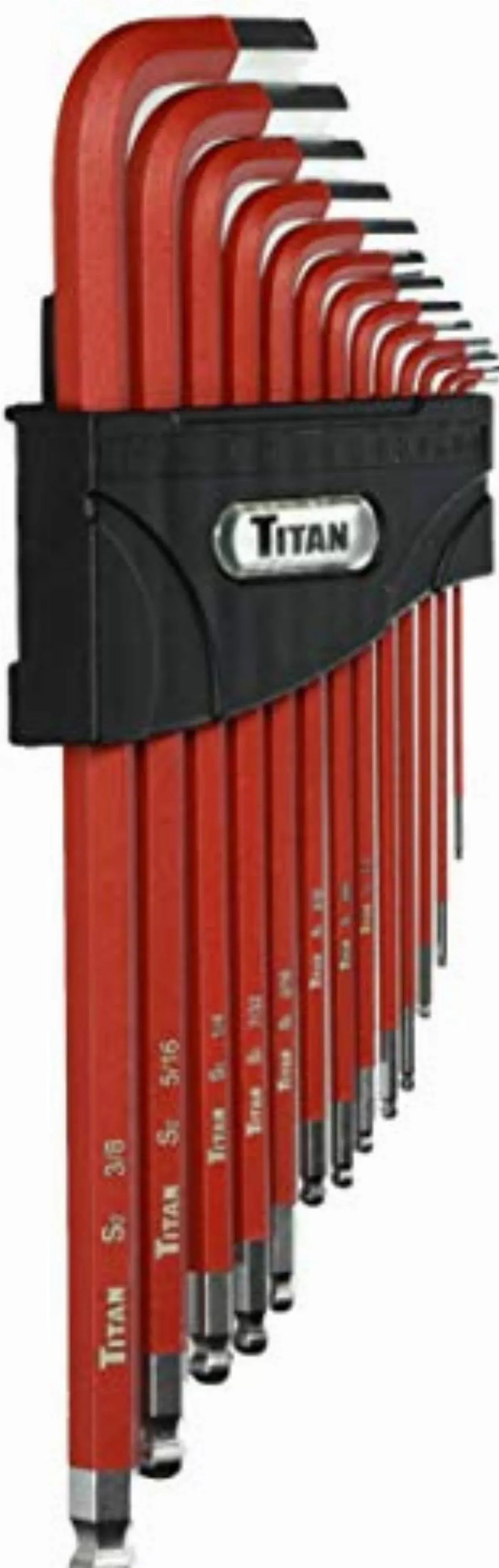 Titan 12713 13-Piece SAE Extra Long Ball End Hex Key Set,Red - SAE Ball End