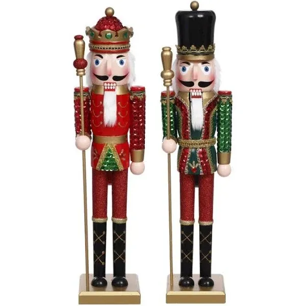 Mark Roberts 2020 Sequined Nutcracker Guard Figurine, Assortment of 2, 24 inches - Nutcracker Christmas Decor for Grand Holiday Decoration