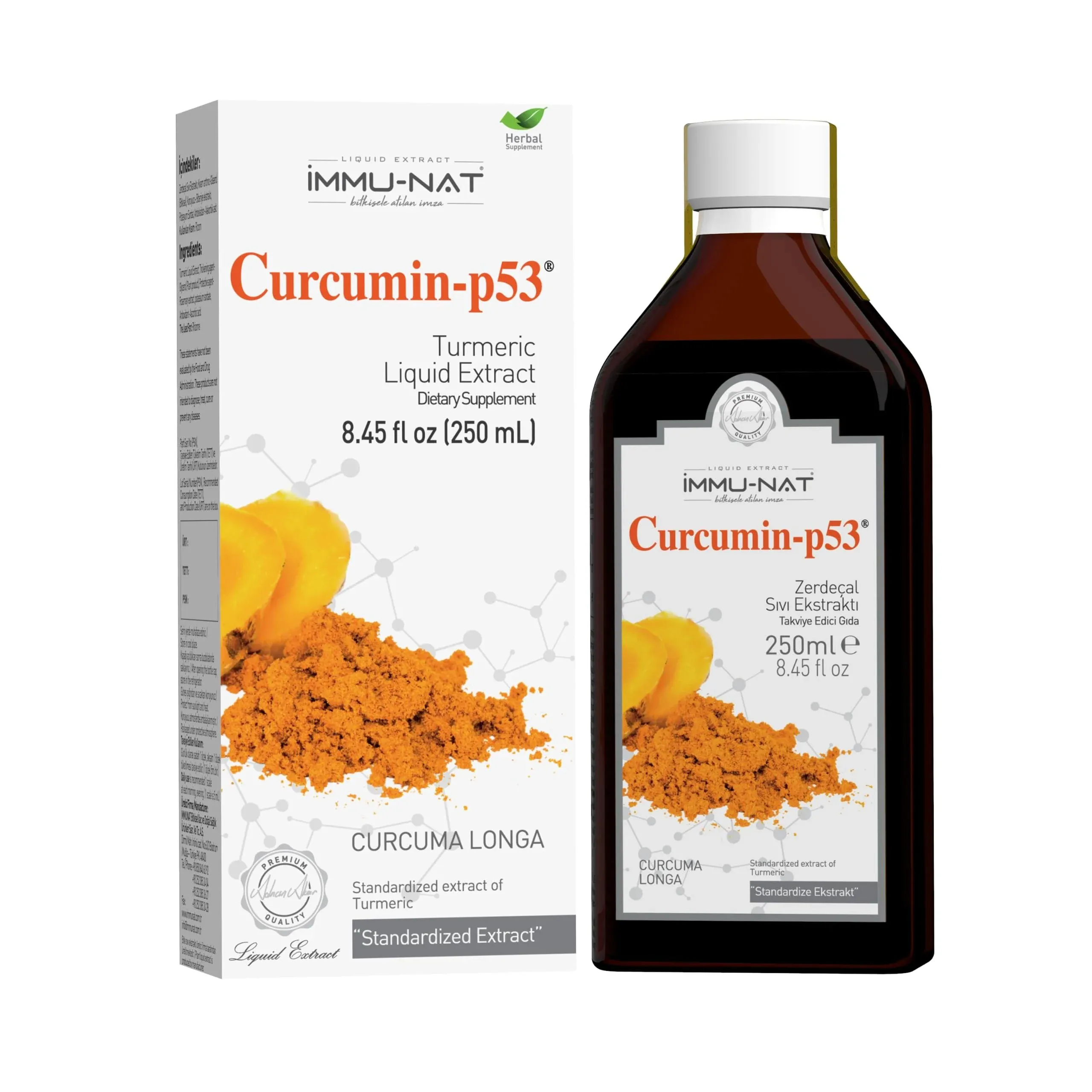 Turmeric Curcumin-P53 Liquid Extract, Herbal Supplement, Standardized - Enhanced Absorption - 8.5oz