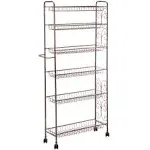 Miles Kimball Rolling Antique Wire Slim 6-Shelf Storage Cart by Home Marketplace, Storage and Organization Stand, 24 ½" Wide x 55 ¼" High x 8" Deep, Grey