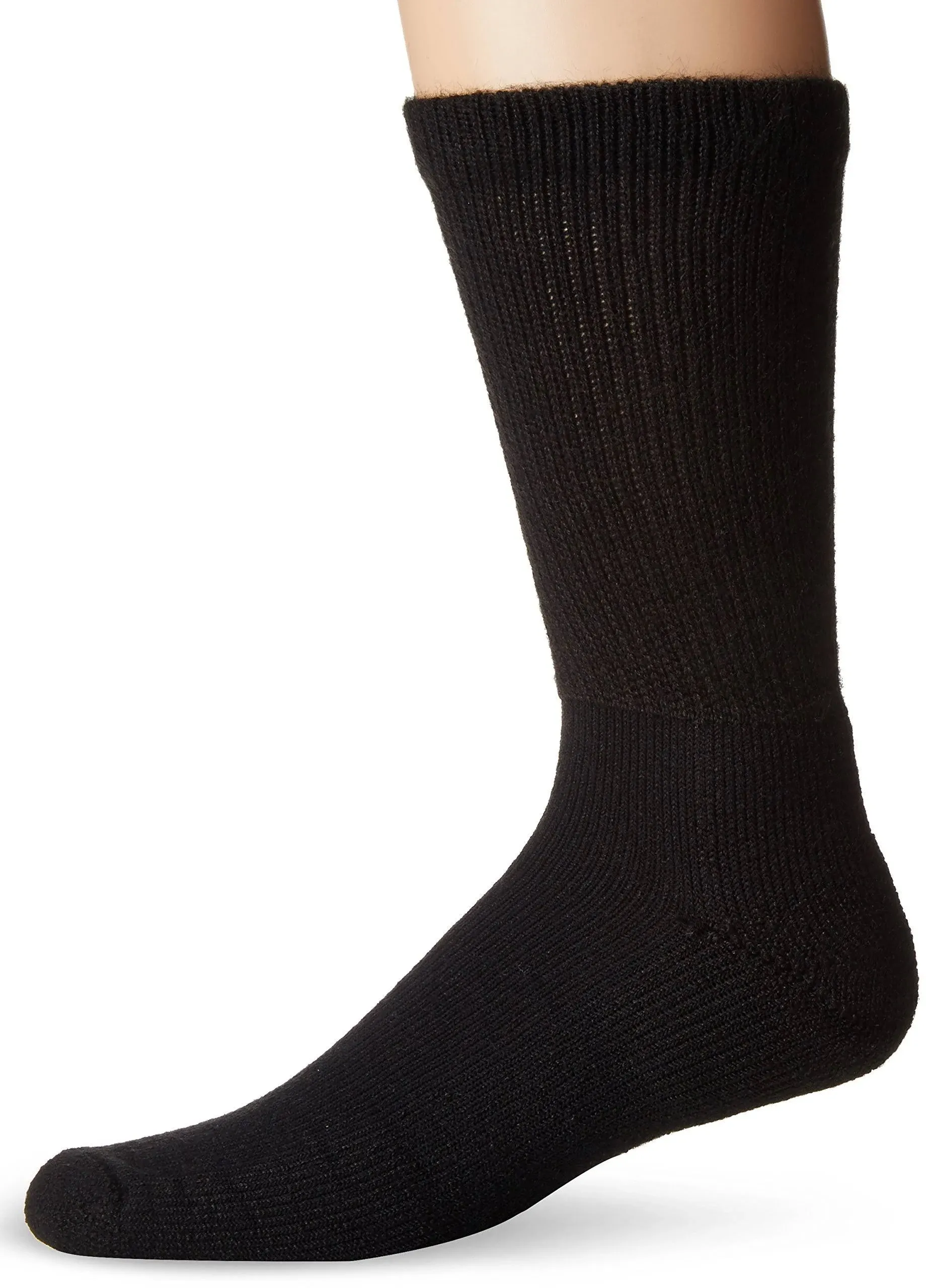 Thorlos Padds Men&#039;s Crew Socks for Diabetes Size X-Large Black NEW FREE SHIPPING