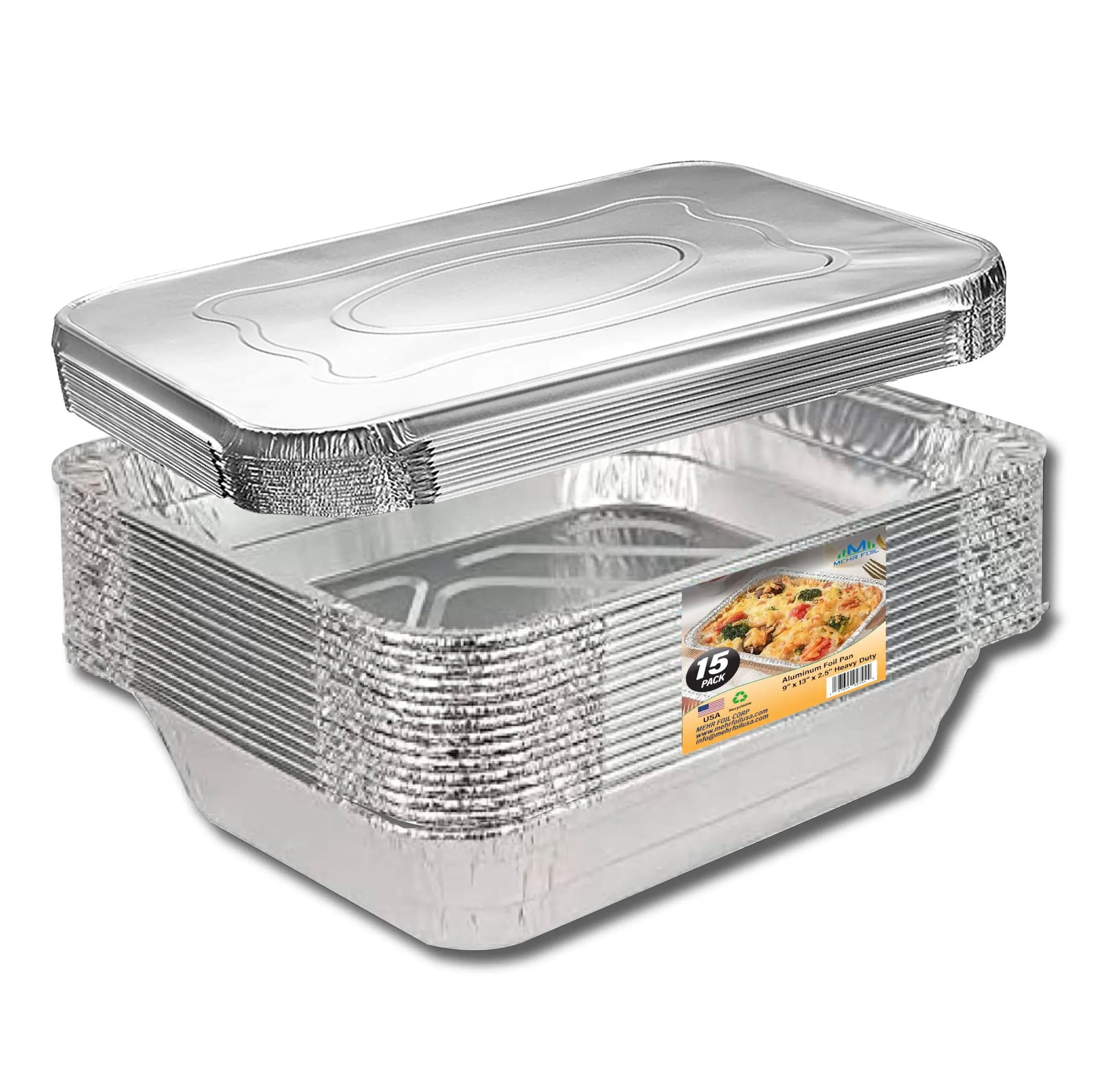 Half Size Deep Aluminum Disposable Pans with Lids