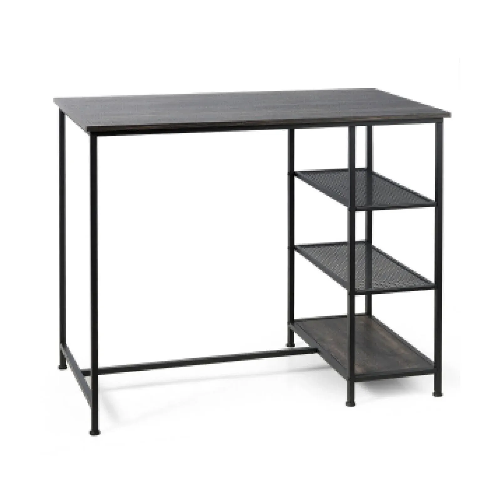 Industrial Dining Bar Pub Table with Metal Frame and Storage Shelves | Costway