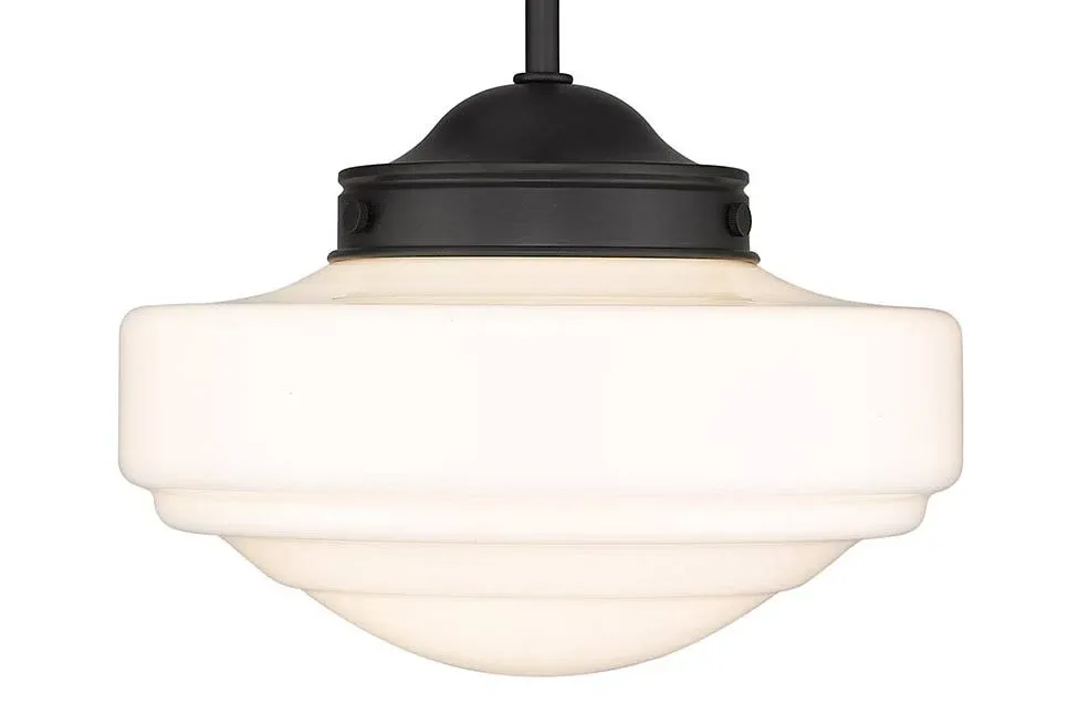 Ingalls Medium Pendant in Matte Black with Vintage Milk Glass Shade