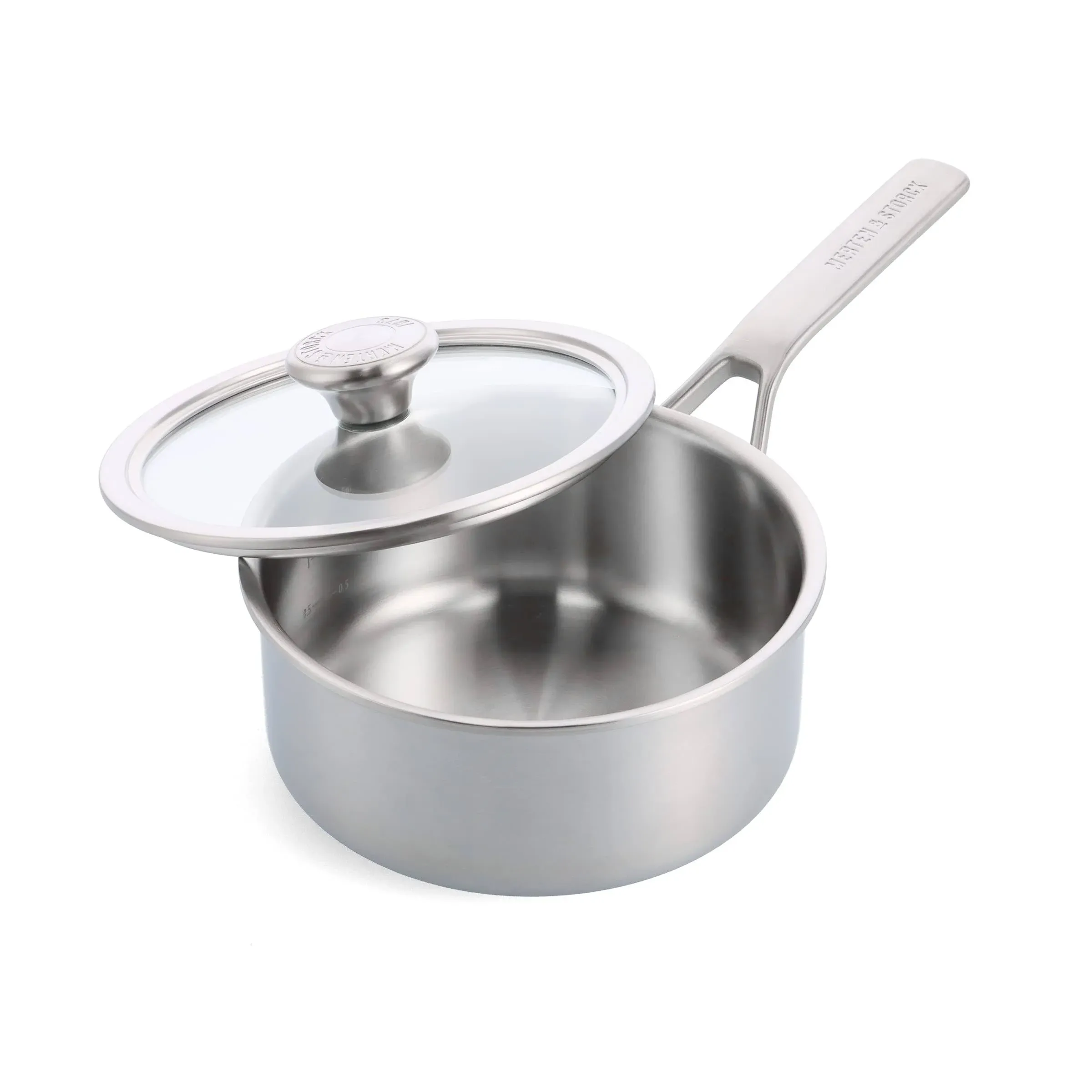 Tri-Ply Stainless Steel 1.5QT Saucepan Pot with Lid, Professional Cooking, Multi