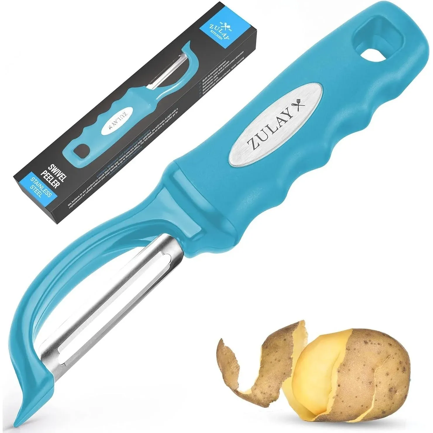 Stainless Steel Swivel Vegetable Peeler In Blue