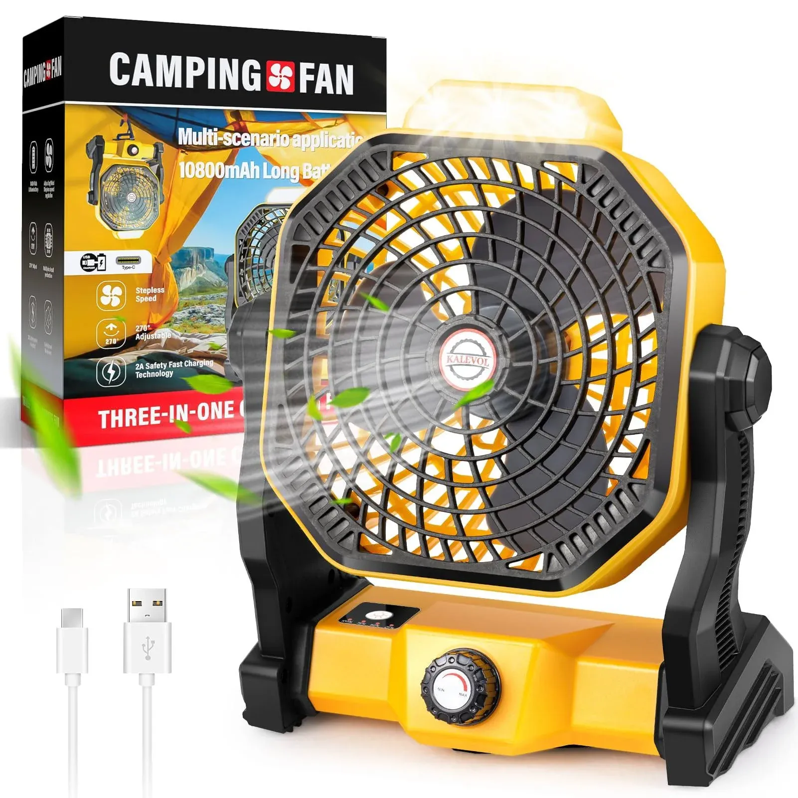 Portable Battery Operated Fan with LED Lantern, 10800mAh Rechargeable Battery...