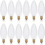 Simba Lighting Candelabra Torpedo Frosted B10 CtC 25W E12 Base Light Bulbs 120V Warm White 2700K, 12 Pack | Cheetah Trading Post