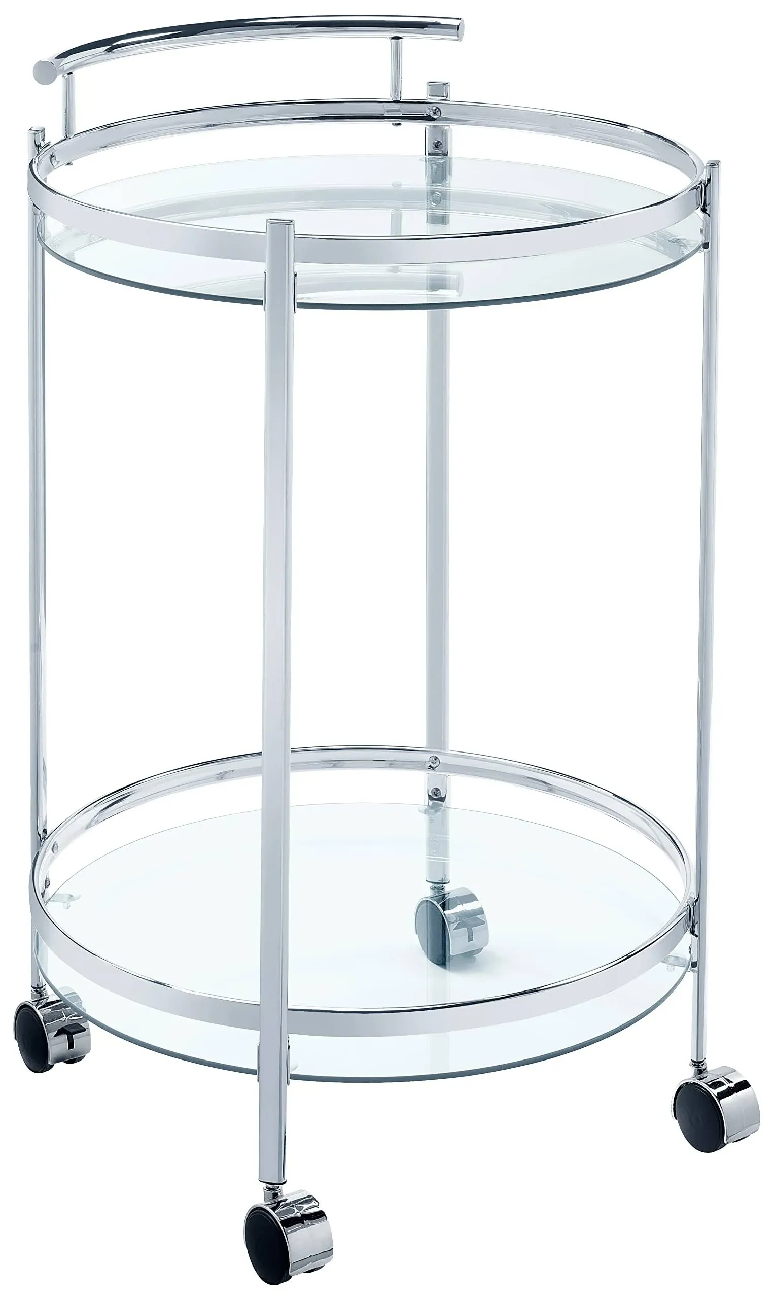 Chrissy Round Glass Bar Cart Chrome