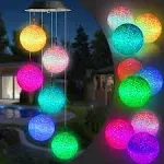 Toodour Solar Wind Chime, Color Changing Solar Ball Wind Chimes, LED Decorative Mobile, Waterproof Outdoor Decorative Lights for