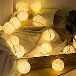 Cotton Lights Battery Operated: String Ball Light Hanging for Bedroom Indoor ...