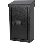 xydled Wall-Mounted Key Drop Box with Combination Lock, Metal Mailbox, Indoor&Outdoor Storage Box, Hanging Secured Postbox, for Home & Business Use, 5.5X 3.0X 9.8 inch, Black