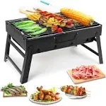 Folding Portable Barbecue Charcoal Grill, Barbecue Desk Tabletop Outdoor Stai...