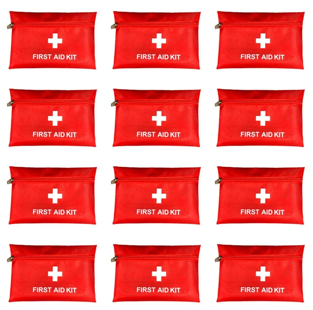 Red First Aid Bag Empty First Aid Kit Empty Waterproof First Aid Pouch Small Mini for First Aid Kits Pack Emergency Hiking Backpacking Camping Travel Car Cycling (Red, 7.9x5.5" 12 Pack)