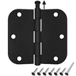 48 Pack Rounded Matte Black Door Hinges 3.5" x 3.5 Inch 5/8" Radius Interior 3 1/2 Inch Door Hinges Front Bifold Residential Standard Bedroom Indoor Door Hinge for Door Hardware Controls Matte Black