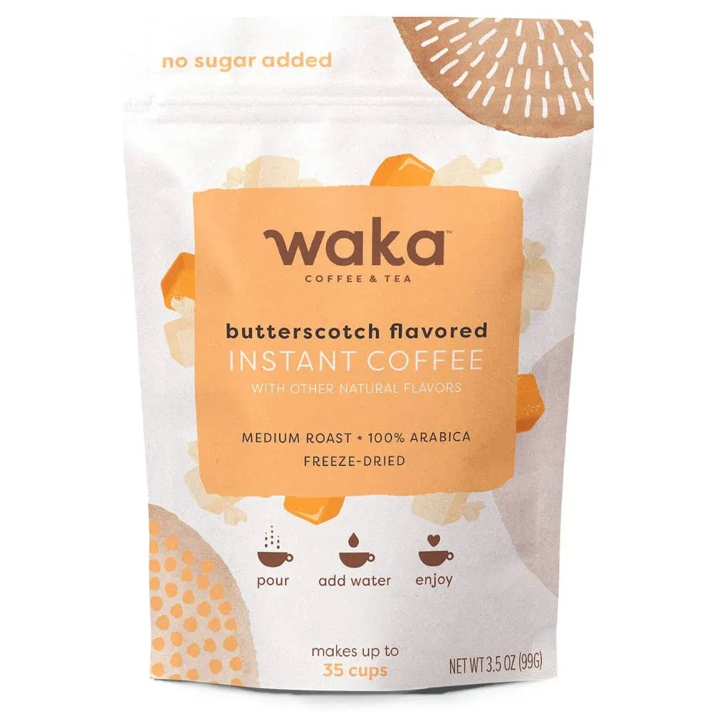 Waka Quality Instant Coffee — Butterscotch Flavored — 100% Arabica Freeze Dried 