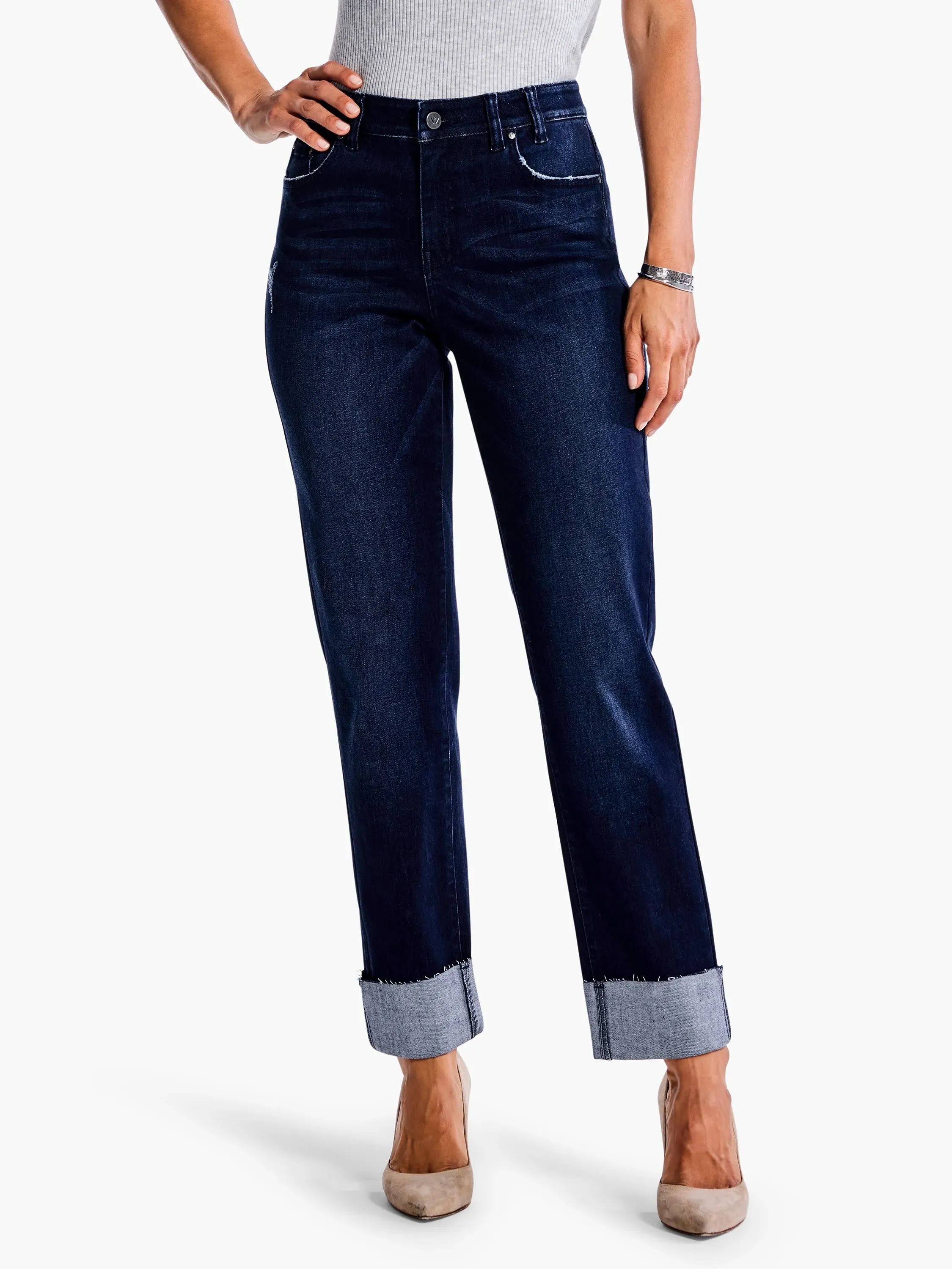 NIC+ZOE Women's Petite 26" Mid Rise Boyfriend Jeans